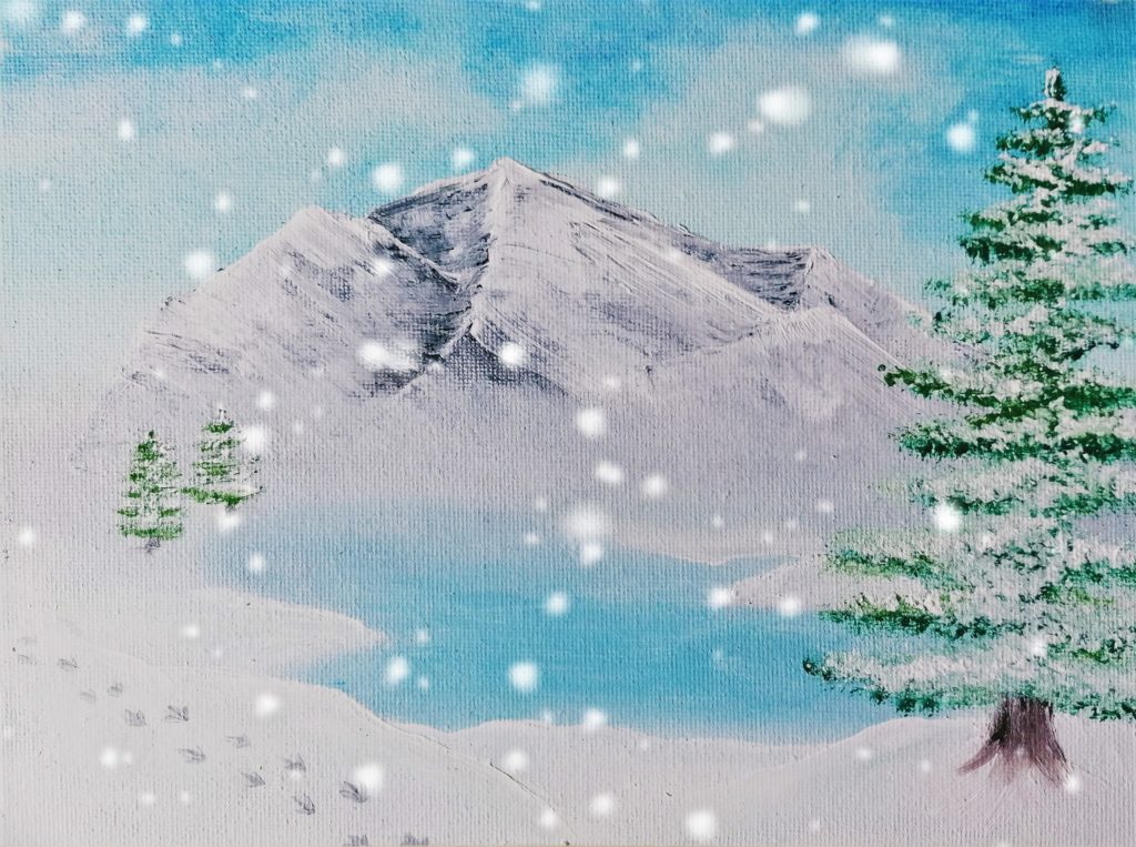 Schneelandschaft mit Flocken